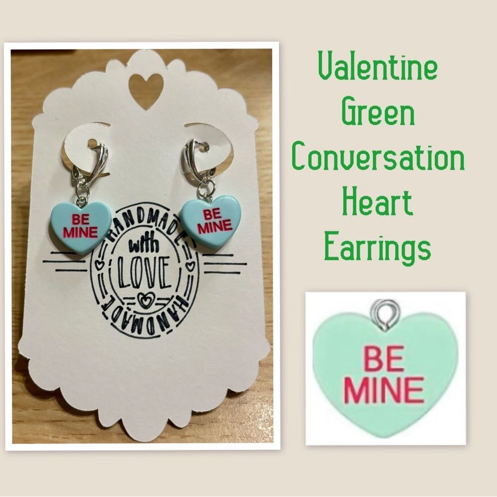 Green Conversation Heart Earrings